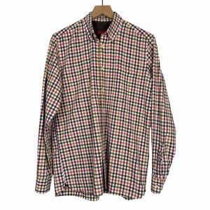 Emidio Tucci Mens Classic Fit Multicolor Check Button Up Shirt Size 3 (L) Casual
